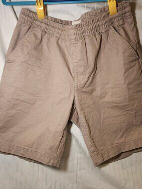 Pact Earth's Favorite Men's Organic Cotton Elastic Waist Canvas Shorts Taupe Siz